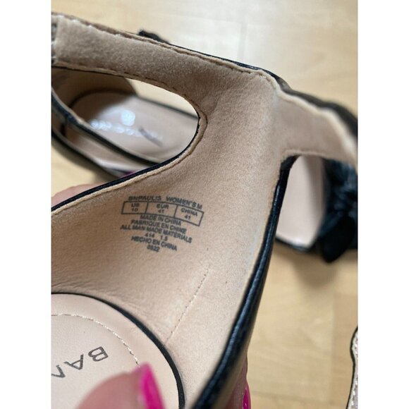 BANDOLINO Bnwot "Pauli" Black Sandal Block Heel New Ankle Strap Bow Details - Picture 4 of 9
